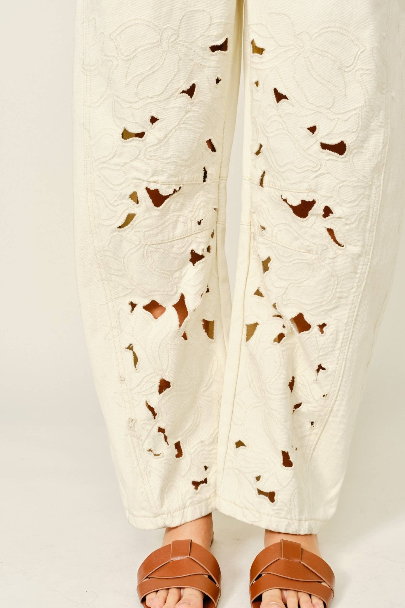 CUT OUT EMBROIDERED OVERALL JUMPSUIT - Dear John