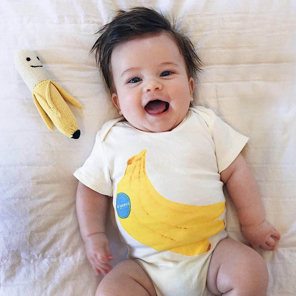 Organic Banana Baby Rattle — Handmade