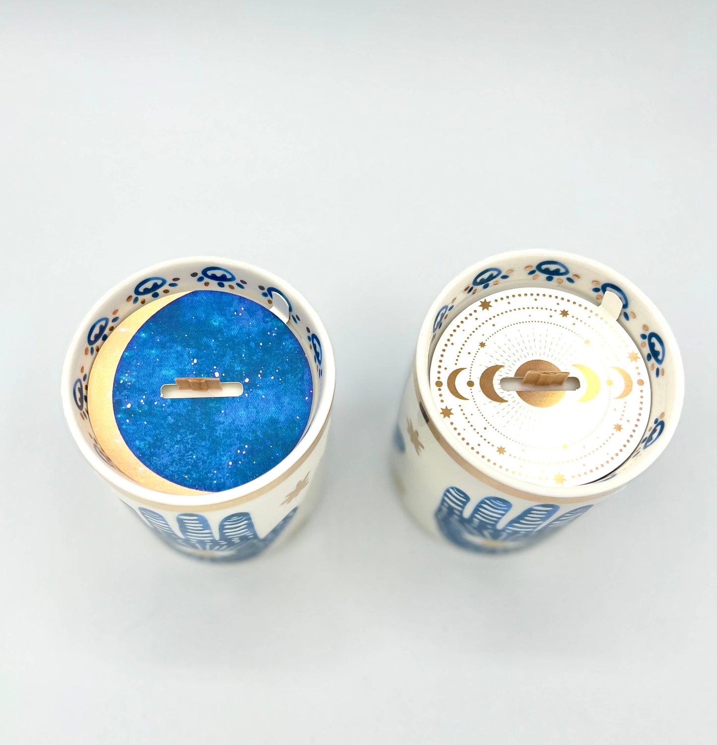 Gold & Blue White Ceramic Hamsa Scented Candle