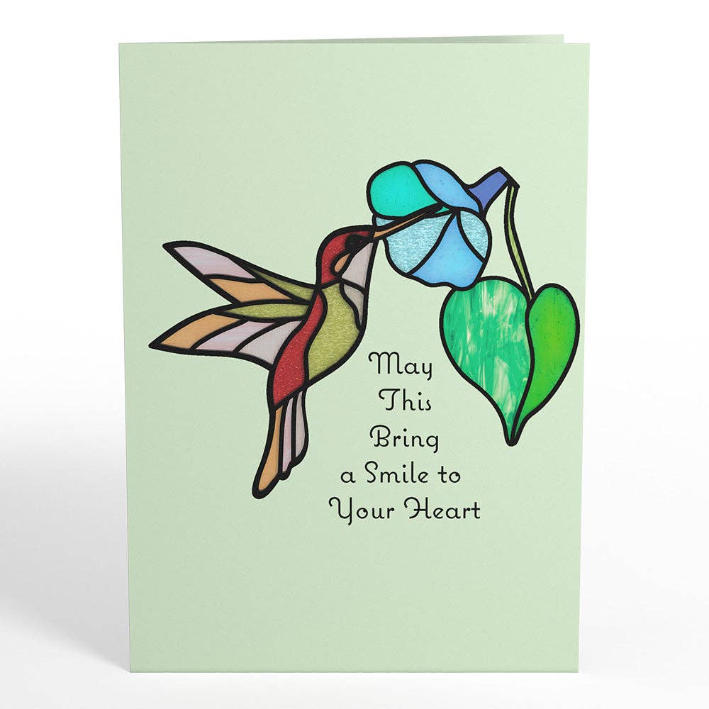 Lovepop Cards - Smile to Your Heart Hummingbird Suncatcher Card 5x7"