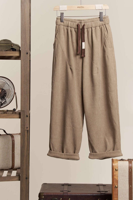 Daddy Fit Corduroy Baggy Pants with Elastic Waist - Dear John