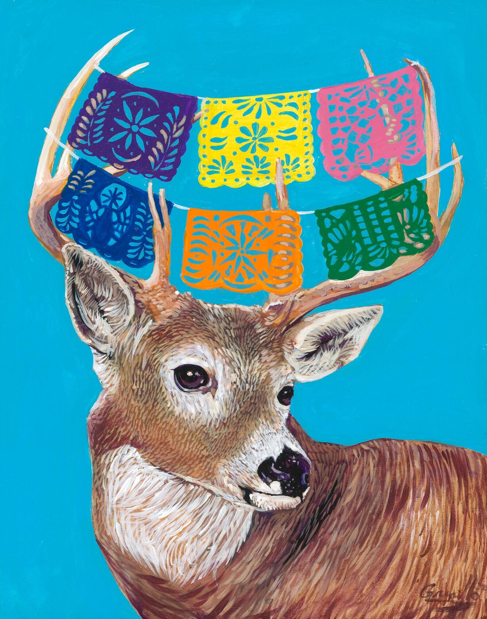 Deer with Papel Picado by Chris Granillo - Dear John