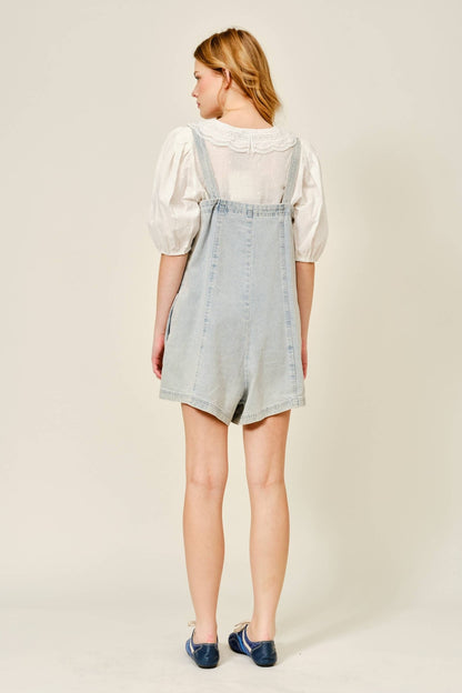 DENIM SLEEVELESS ROMPER WITH FRONT ZIPUP - Dear John