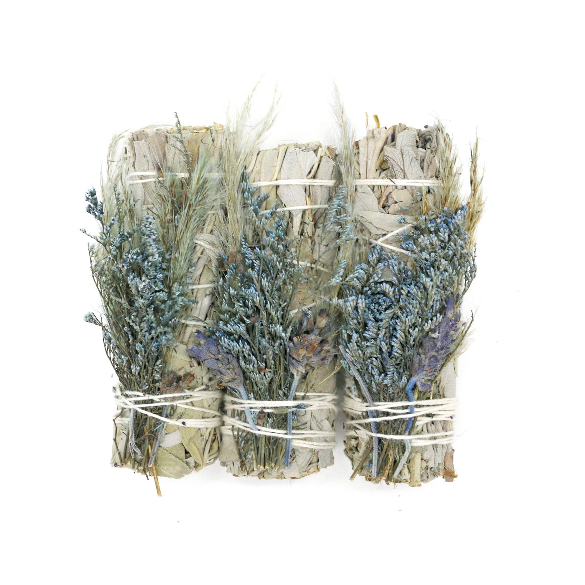 Designs by Deekay Inc. - 'Blue Bouquet' Floral White Sage Smudge Stick (4 in.) - Dear John