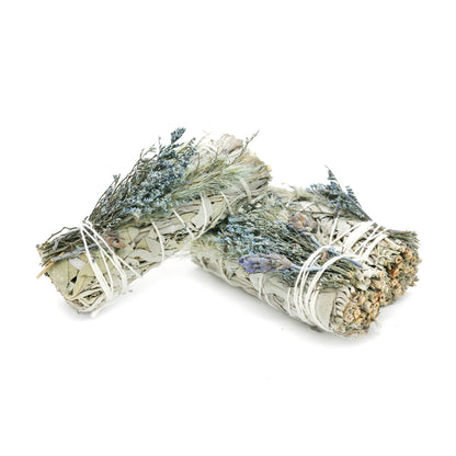 Designs by Deekay Inc. - 'Blue Bouquet' Floral White Sage Smudge Stick (4 in.) - Dear John
