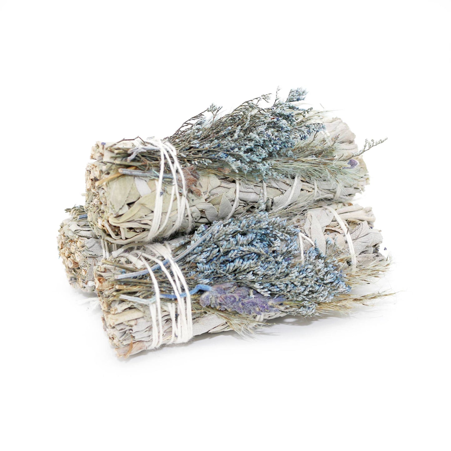 Designs by Deekay Inc. - 'Blue Bouquet' Floral White Sage Smudge Stick (4 in.) - Dear John