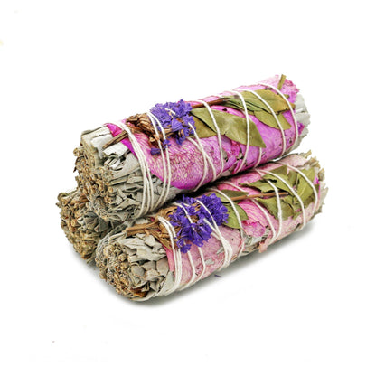 Designs by Deekay Inc. - White Sage Smudge Stick, Rose & Statice - Meadow (4 in.) - Dear John