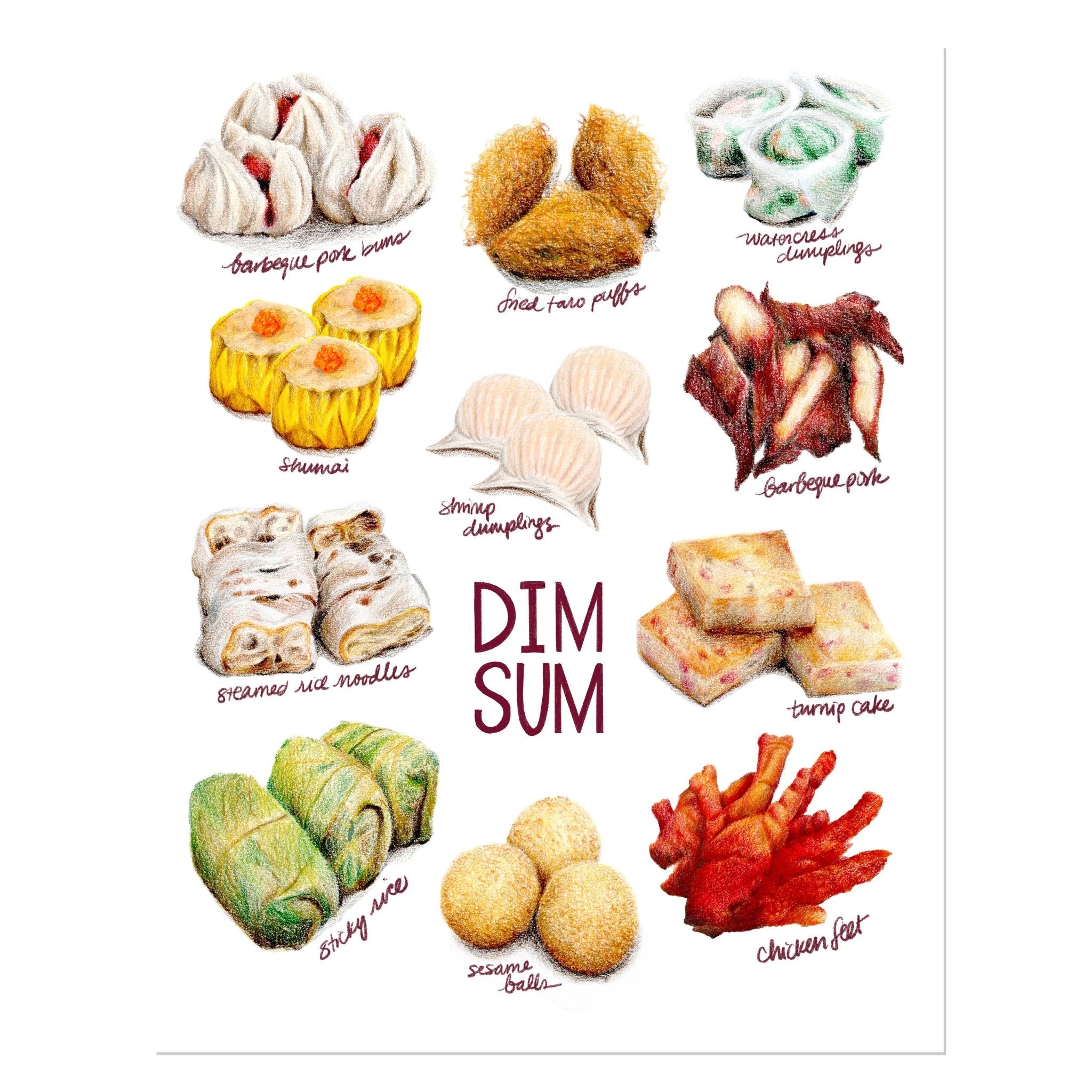 Dim Sum Illustrated Menu — Art Print by Felicia Liang - Dear John