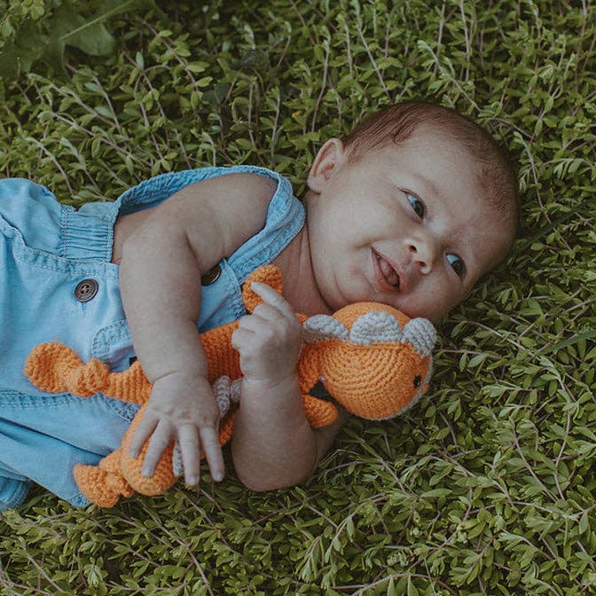 Dino Lovey – Handmade Organic Cotton Comfort Toy (3 Colors) - Dear John