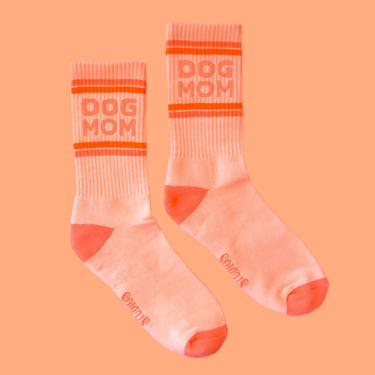 Dog Mom Striped Ribbed Crew Socks - Dear John