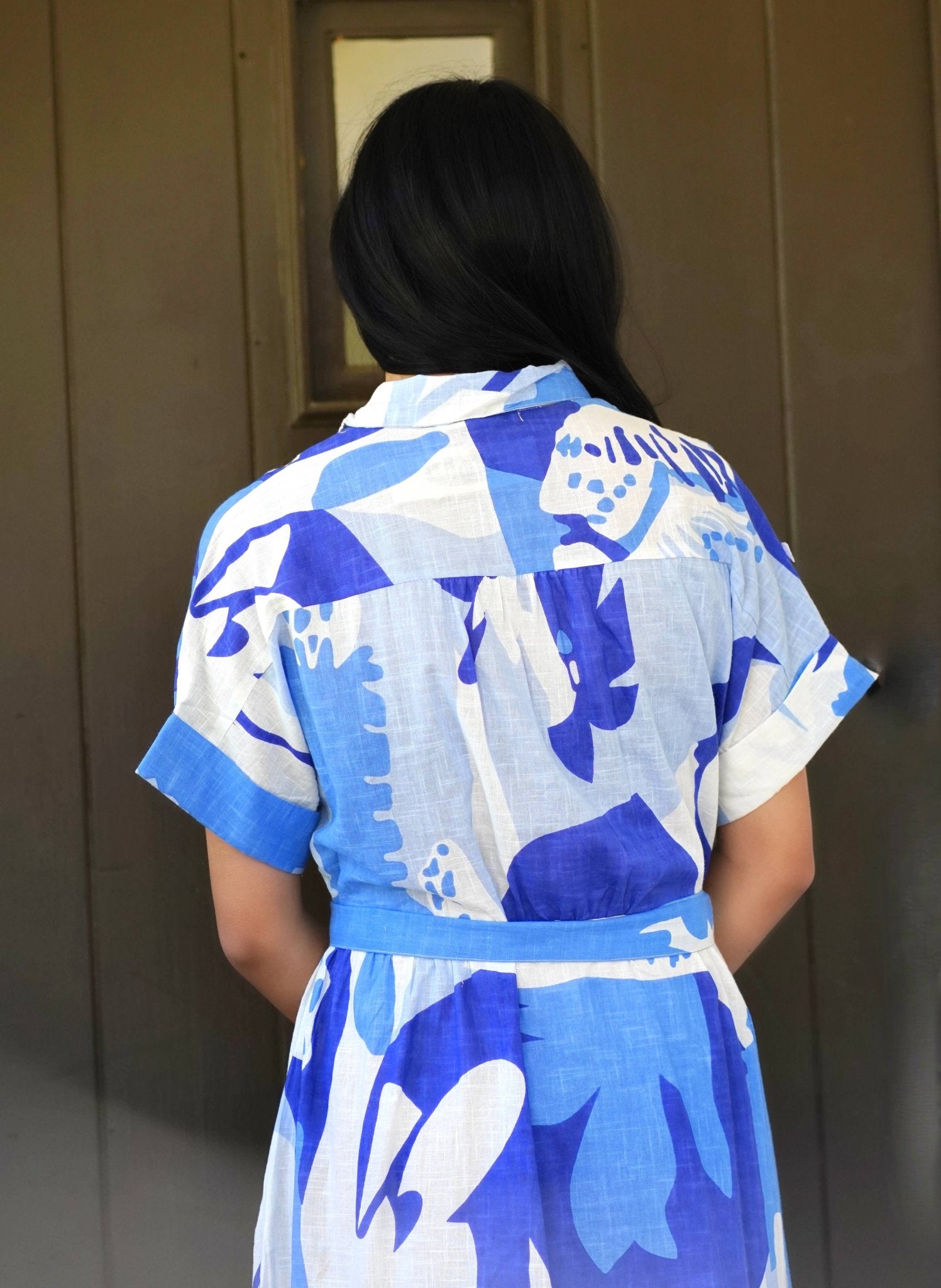 Dolma - Brigitte Abstract Print Dress Blue Multi  - Dear John