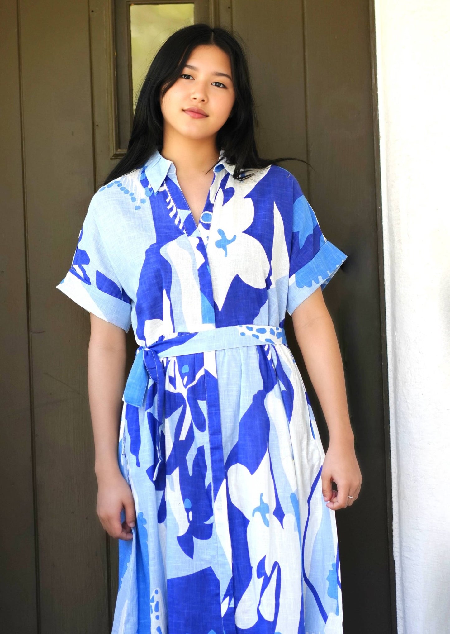 Dolma - Brigitte Abstract Print Dress Blue Multi  - Dear John