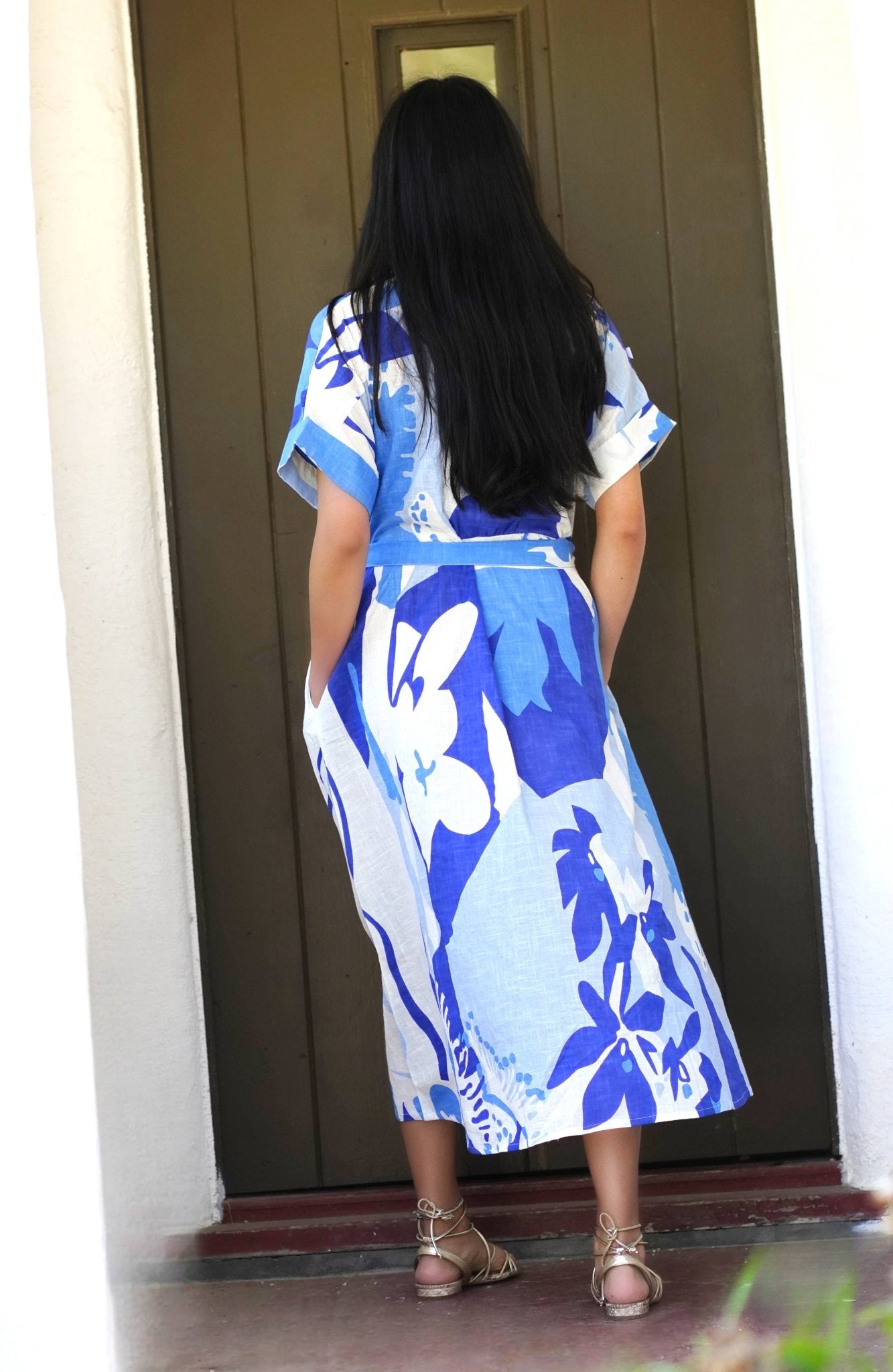 Dolma - Brigitte Abstract Print Dress Blue Multi  - Dear John