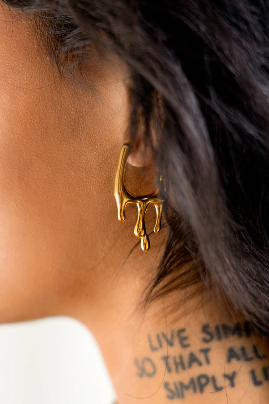 Drip Drop Hoops - 18K Gold Plated - Dear John