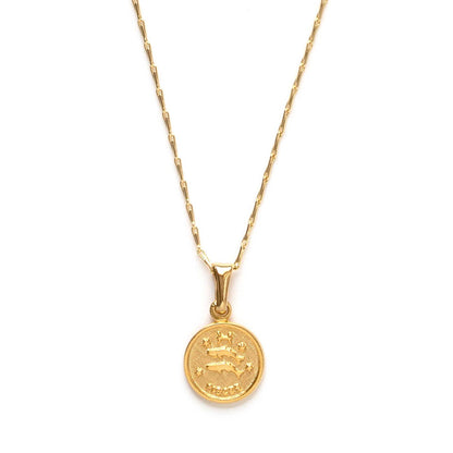 Tiny Zodiac Medallion Necklace — 14k Gold Over Brass (Singles)