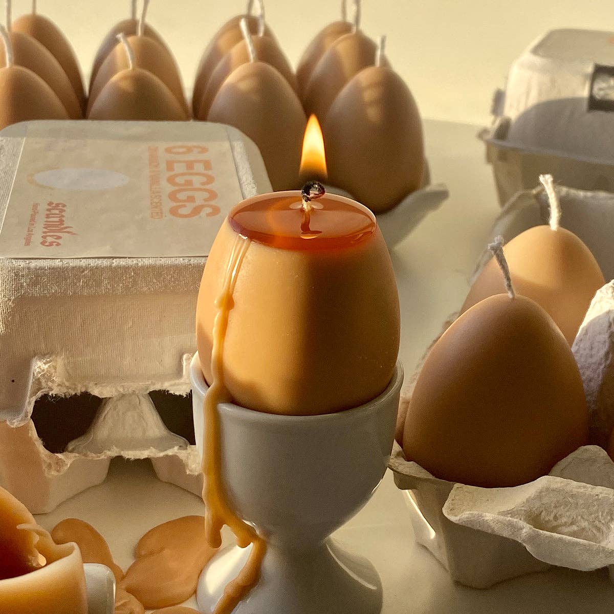 Egg-Shaped Candles — Half Dozen (Cinnamon & Vanilla, Soy Wax)