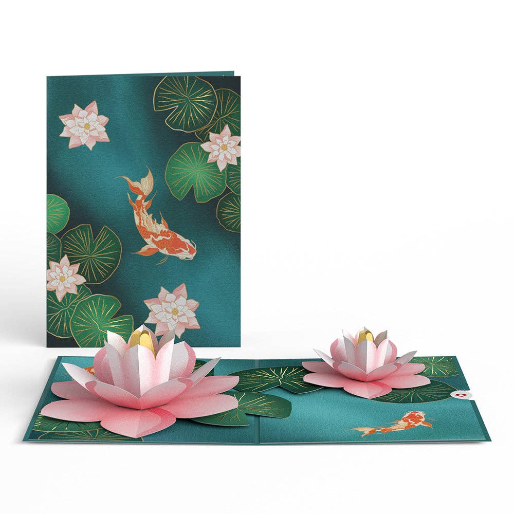 Lovepop Cards - Koi Fish and Lotus Pond Pop-up Card 5x7"