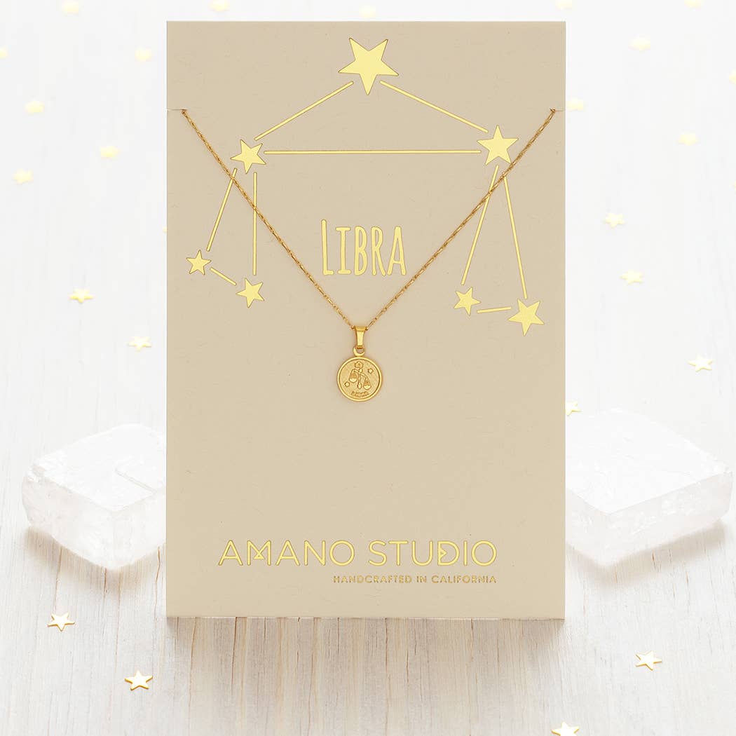 Tiny Zodiac Medallion Necklace — 14k Gold Over Brass (Singles)