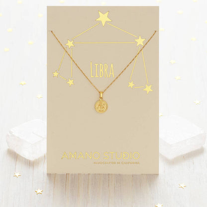 Tiny Zodiac Medallion Necklace — 14k Gold Over Brass (Singles)