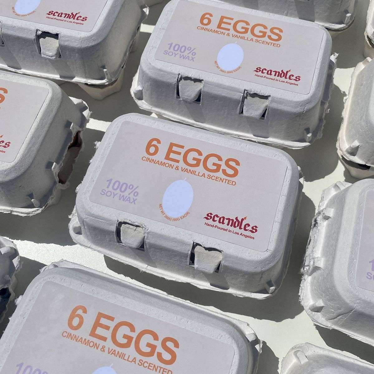 Egg-Shaped Candles — Half Dozen (Cinnamon & Vanilla, Soy Wax)