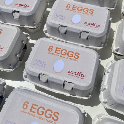 Egg-Shaped Candles — Half Dozen (Cinnamon & Vanilla, Soy Wax)