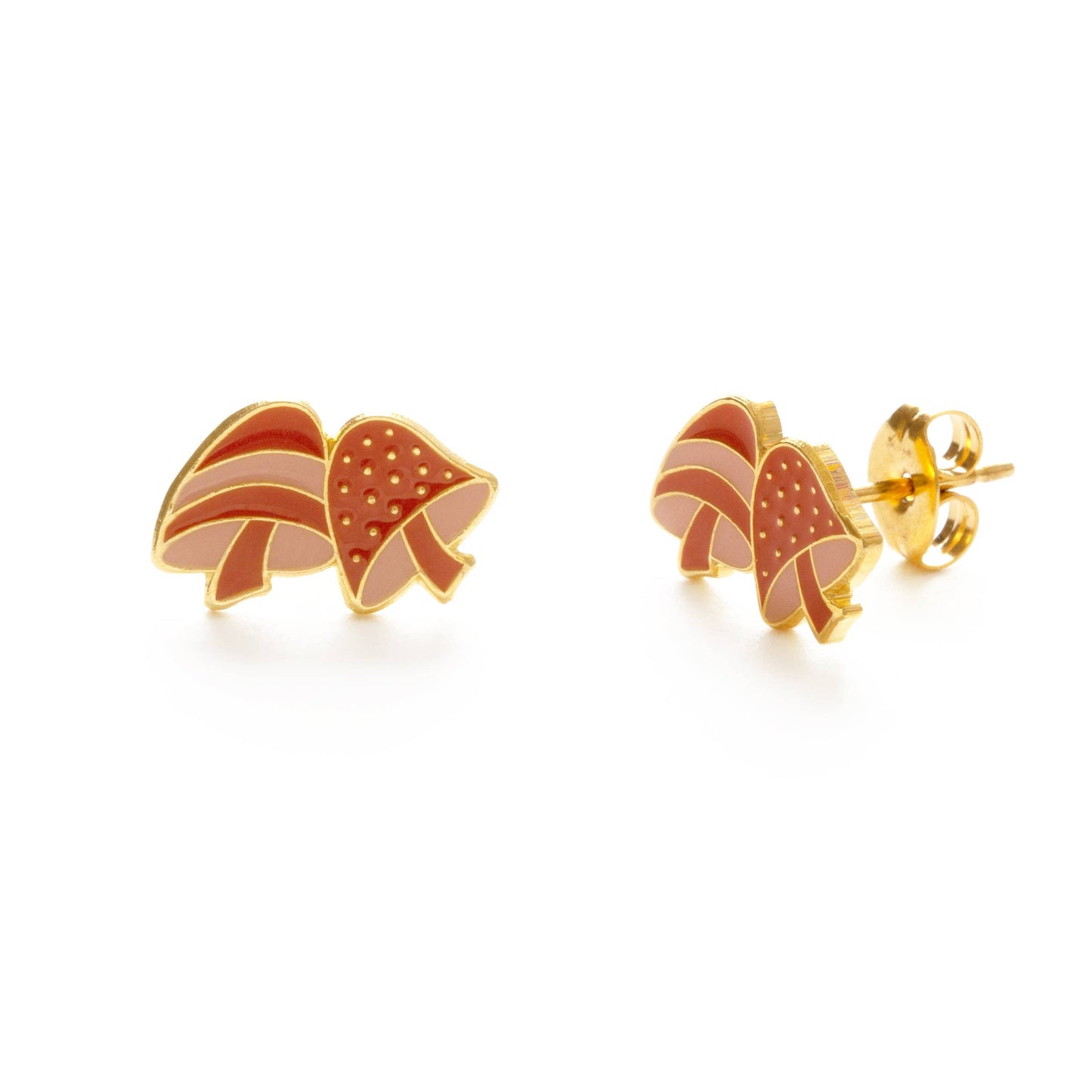 ’70s Shroom Stud Earrings — 24k Gold-Plated (Original Vintage Molds, USA Made)