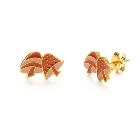 ’70s Shroom Stud Earrings — 24k Gold-Plated (Original Vintage Molds, USA Made)