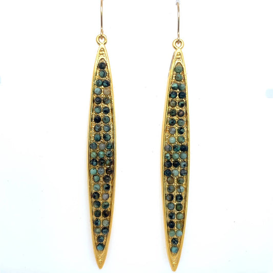 Elongated Leaf Earrings In Gold Finish - Dear John