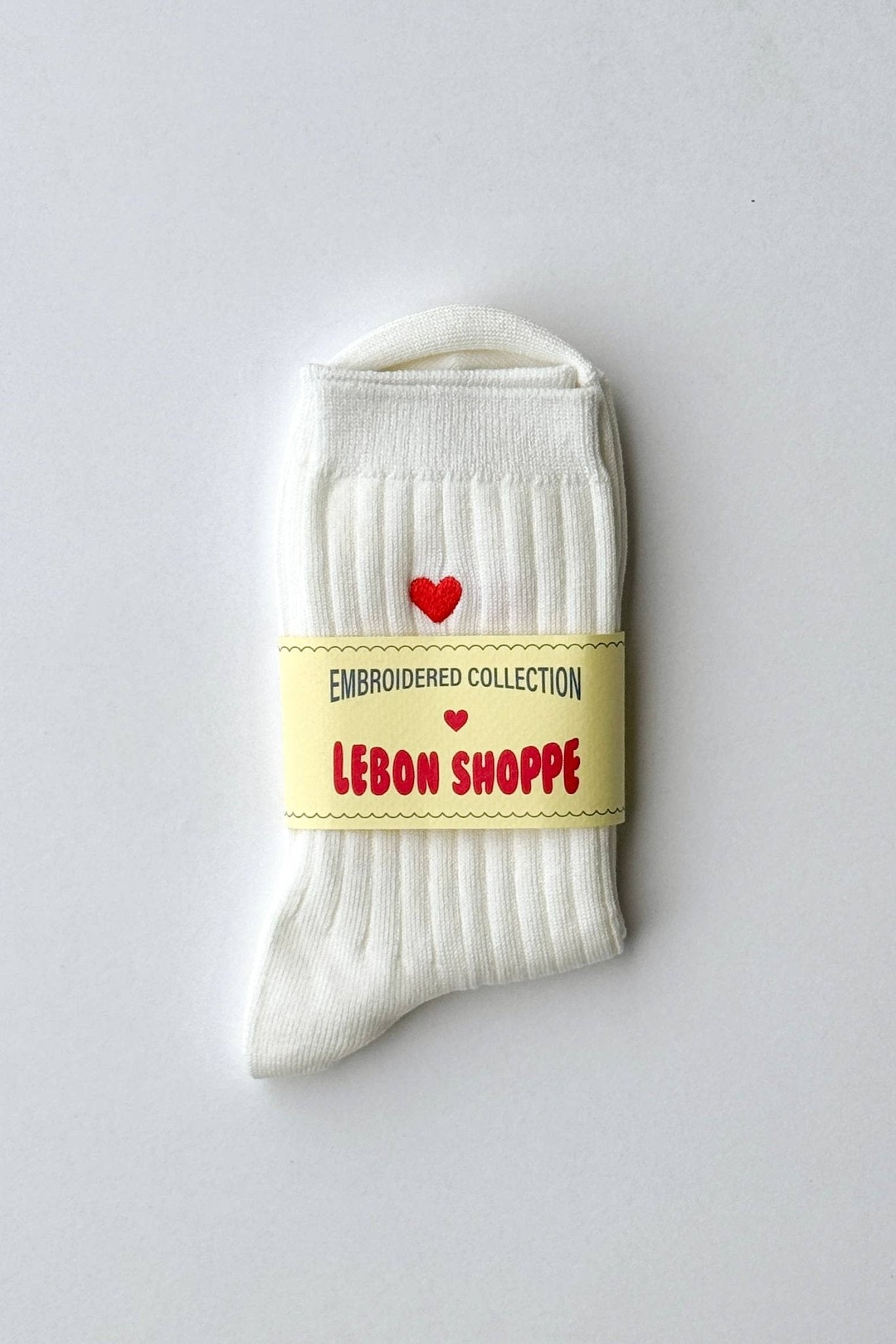 Embroidered Her Socks - Mercerized Combed Cotton Rib - Dear John