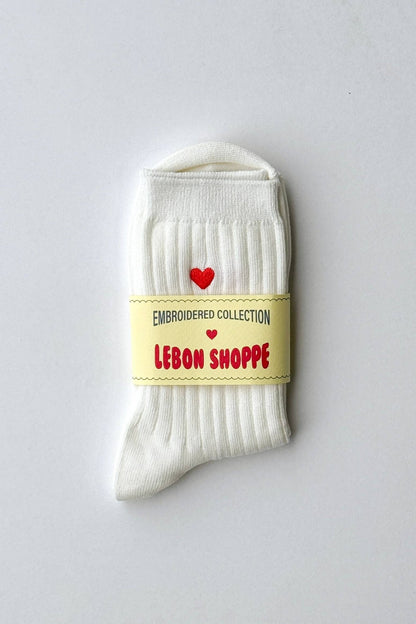 Embroidered Her Socks - Mercerized Combed Cotton Rib - Dear John