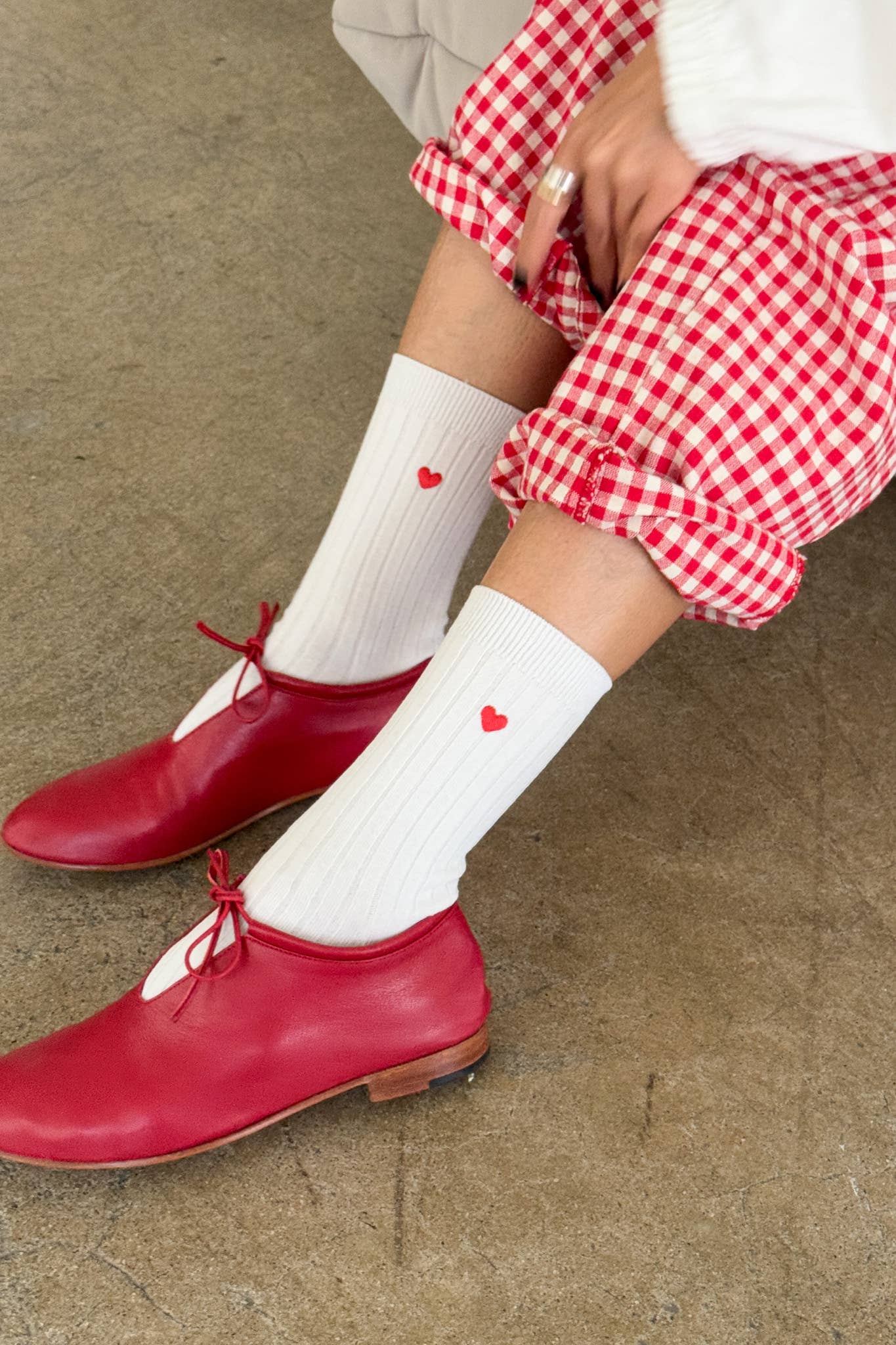 Embroidered Her Socks - Mercerized Combed Cotton Rib - Dear John