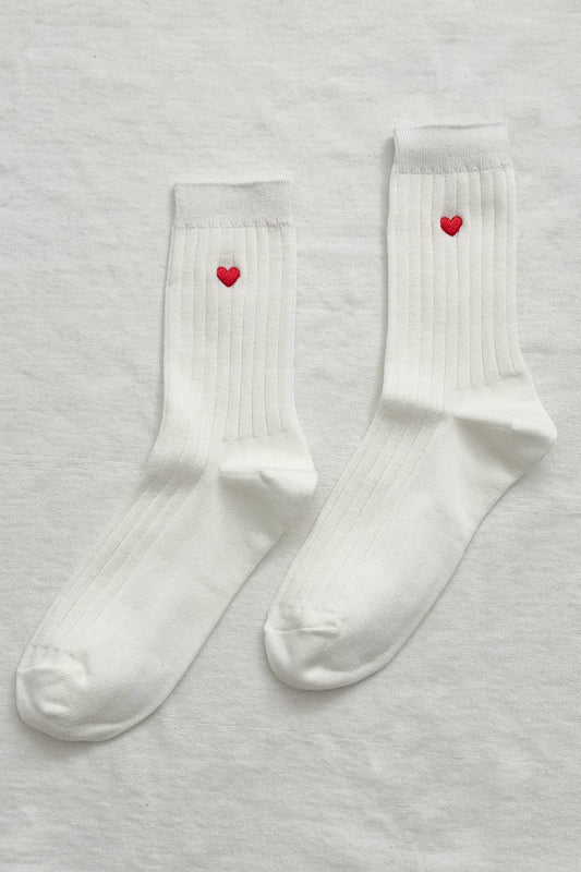 Embroidered Her Socks - Mercerized Combed Cotton Rib - Dear John