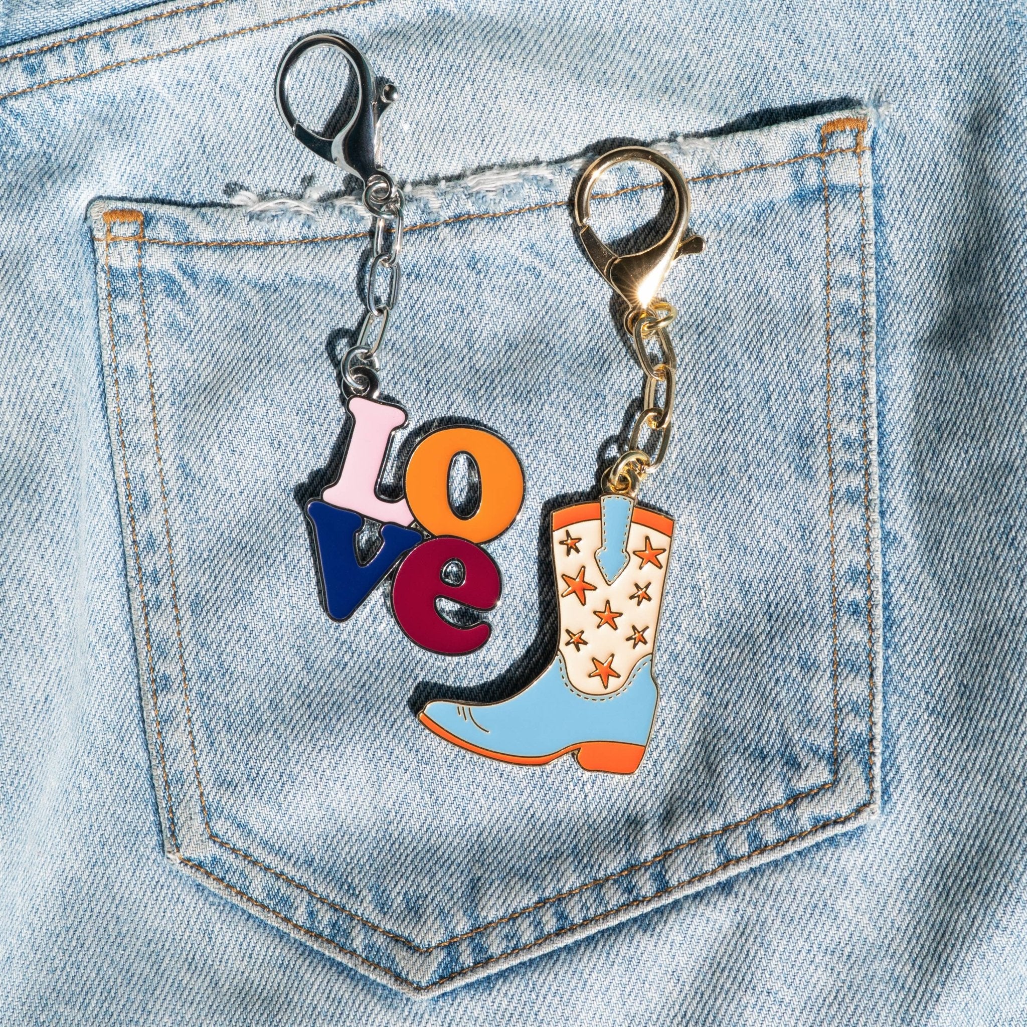 Enamel Bag Charm / keychain - L - O - V - E - Dear John