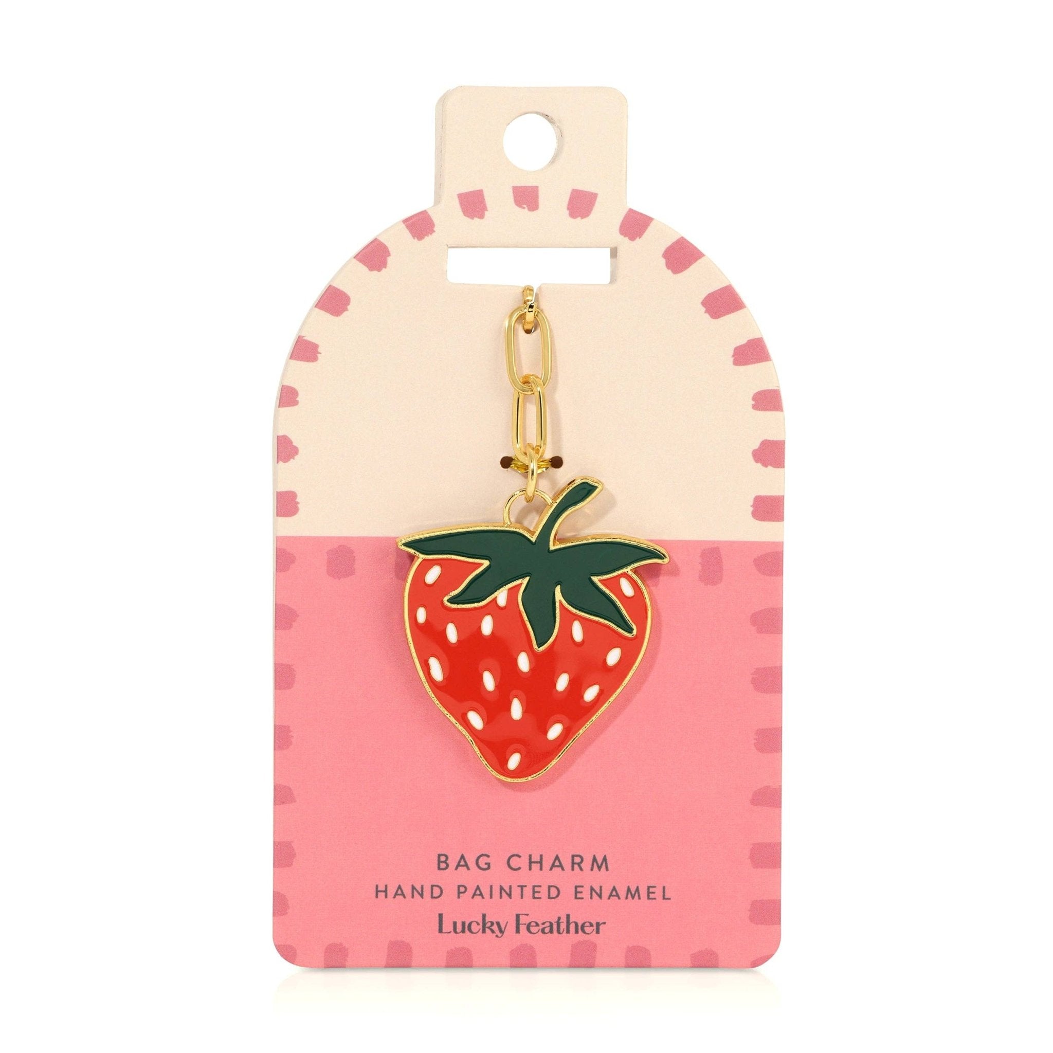 Enamel Bag Charm / keychain - Strawberry - Dear John