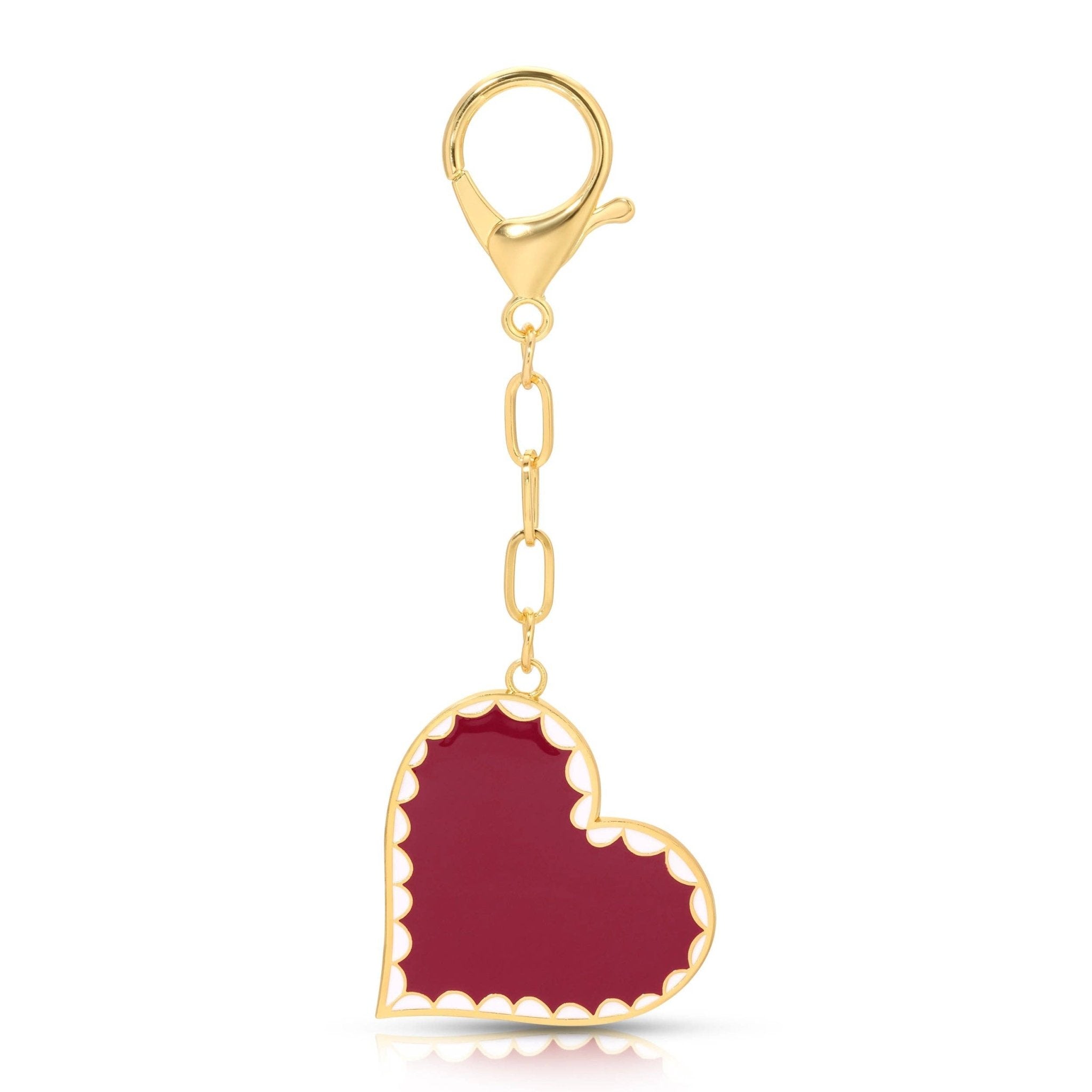 Enamel Bag Charm - Scalloped Heart - Dear John