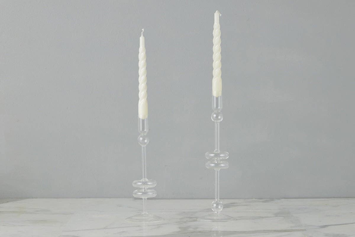 etúHOME - Clear Glass Candlestick Pair, Large - Dear John