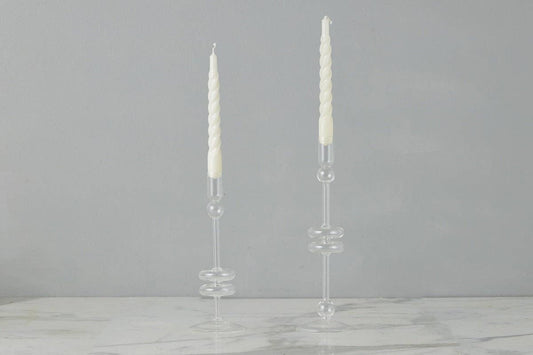 etúHOME - Clear Glass Candlestick Pair, Large - Dear John