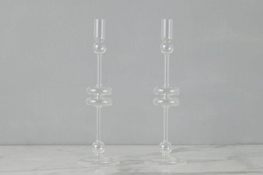etúHOME - Clear Glass Candlestick Pair, Large - Dear John