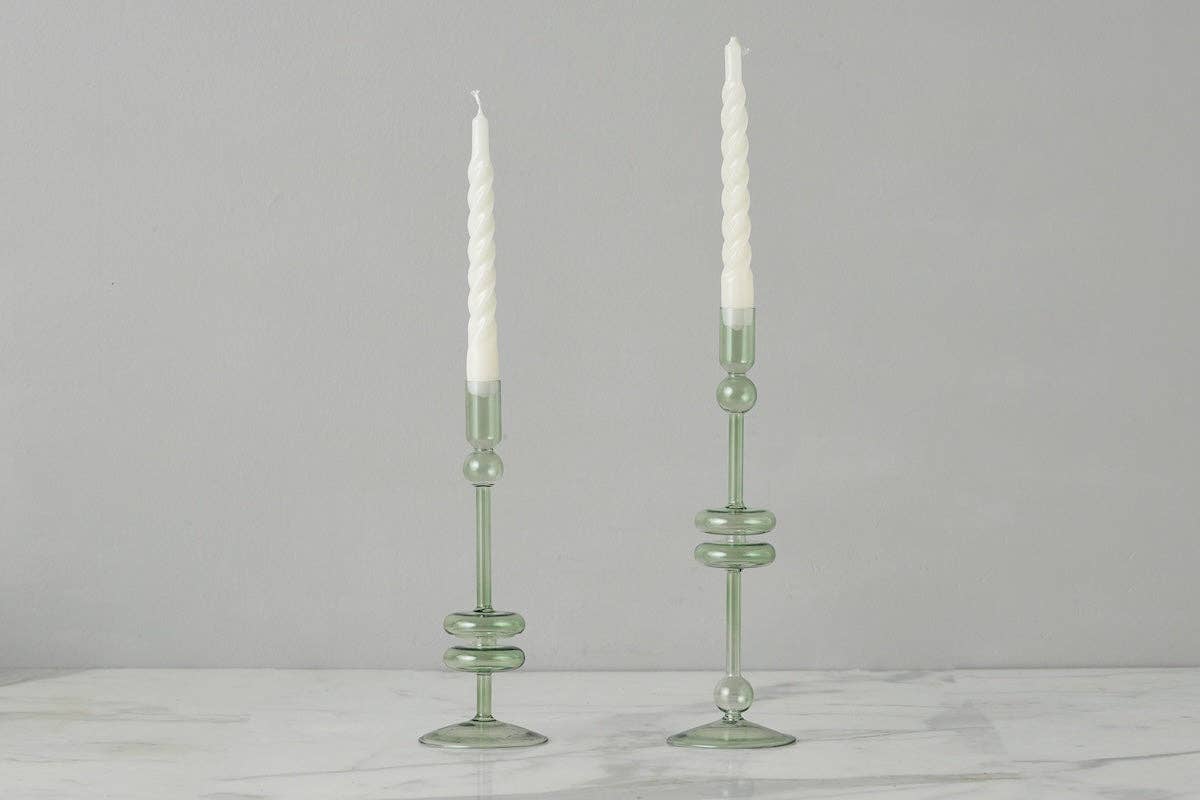 etúHOME - Sage Glass Candlestick Pair, Large - Dear John