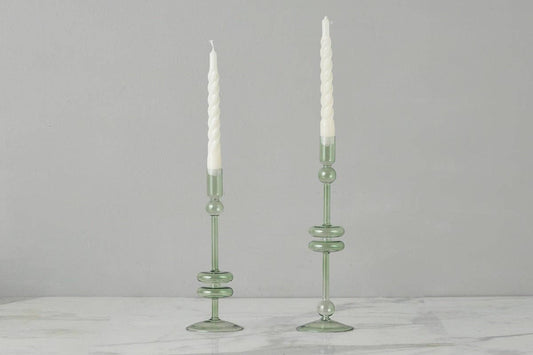 etúHOME - Sage Glass Candlestick Pair, Large - Dear John