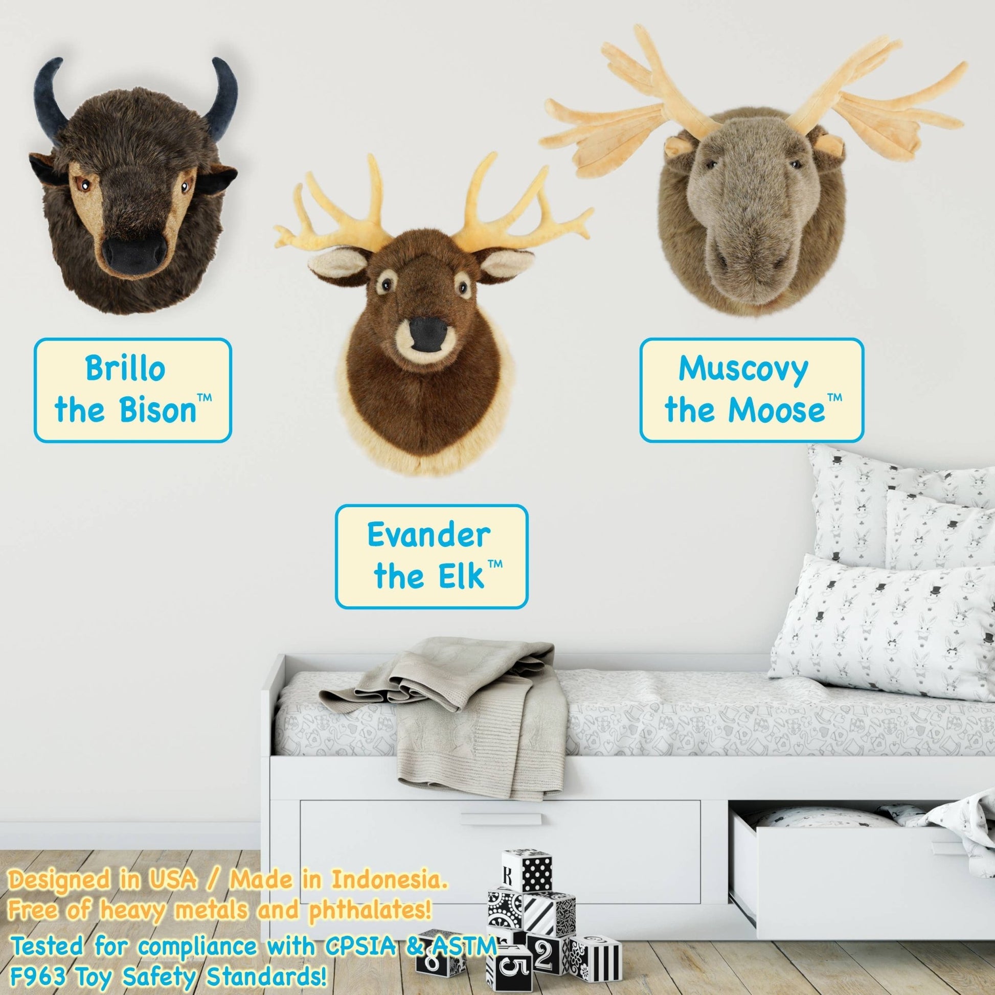 Evander the Elk Head | 25 Inch Stuffed Animal Plush - Dear John