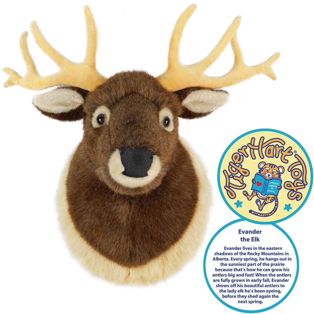Evander the Elk Head | 25 Inch Stuffed Animal Plush - Dear John