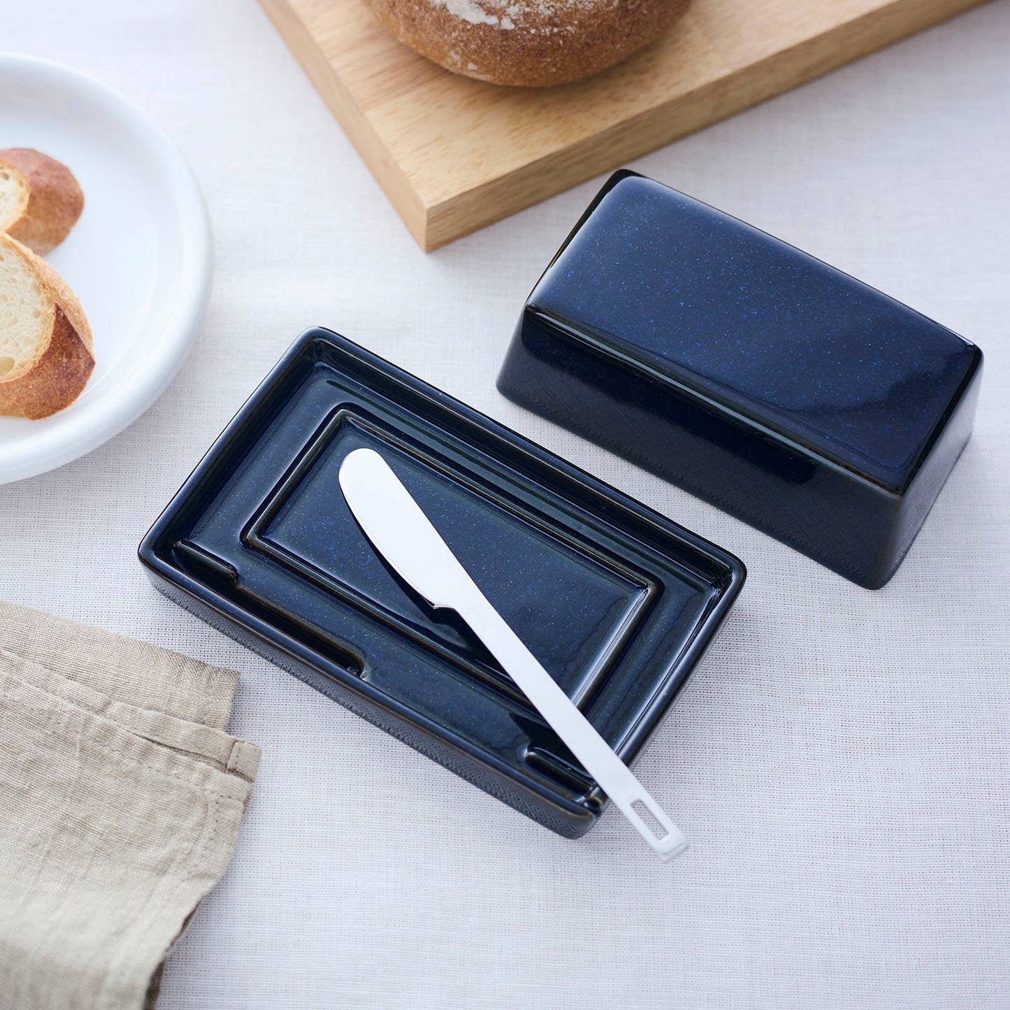 BEE HOUSE Butter Dish with s.s.butter knife - Jeans Blue