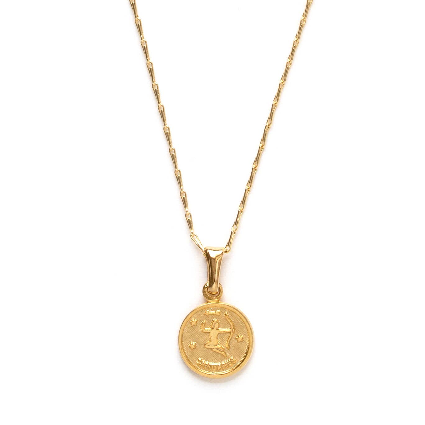 Tiny Zodiac Medallion Necklace — 14k Gold Over Brass (Singles)