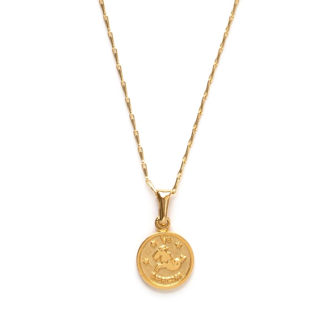 Tiny Zodiac Medallion Necklace — 14k Gold Over Brass (Singles)