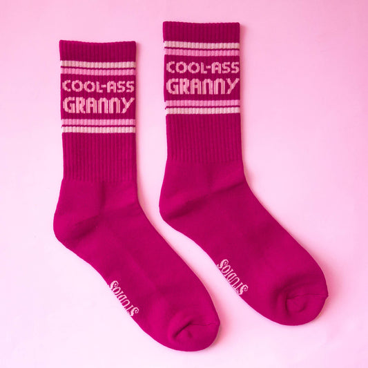 Cool Ass Granny Striped Ribbed Crew Socks — 100% Organic Cotton