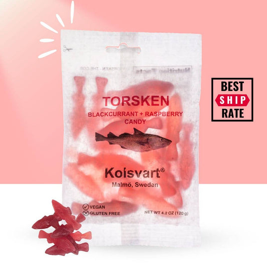 Kolsvart Blackcurrant & Raspberry Swedish Fish — Vegan & Gluten Free (125 g)