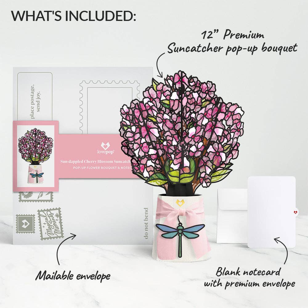 Lovepop Cards - Sun-dappled Cherry Blossom Suncatcher Bouquet 12x8.5"