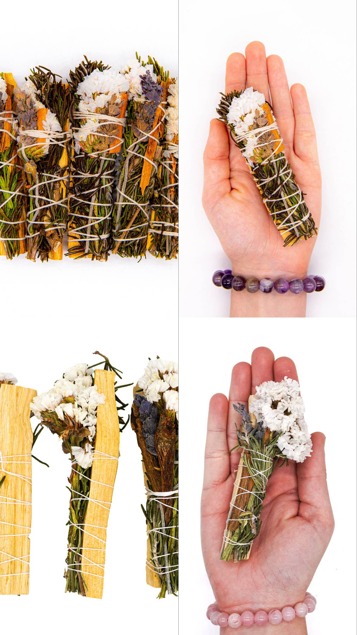 Palo Santo Smudge — Farm-Crafted Bundle with Lavender, Rosemary, Cinnamon & White Sinuata