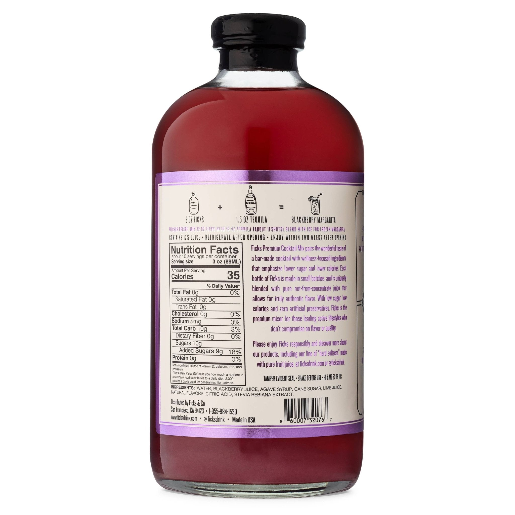 FICKS Premium Blackberry Margarita Cocktail Mix/Syrup - Dear John